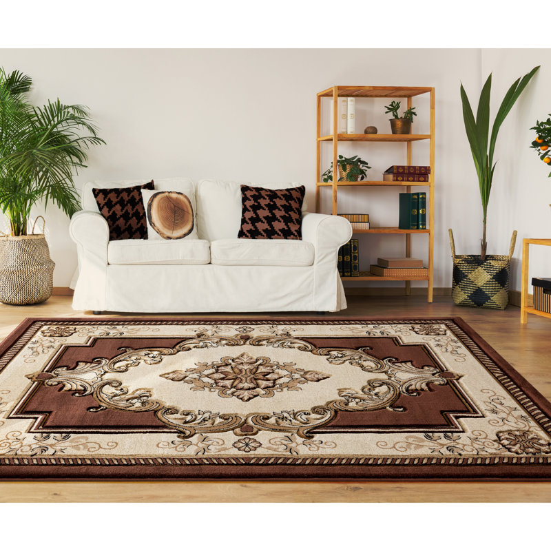 Tapis à motif géométrique brun Josephus, Rectangle 1 pi 10 po x 2 pi 8 po