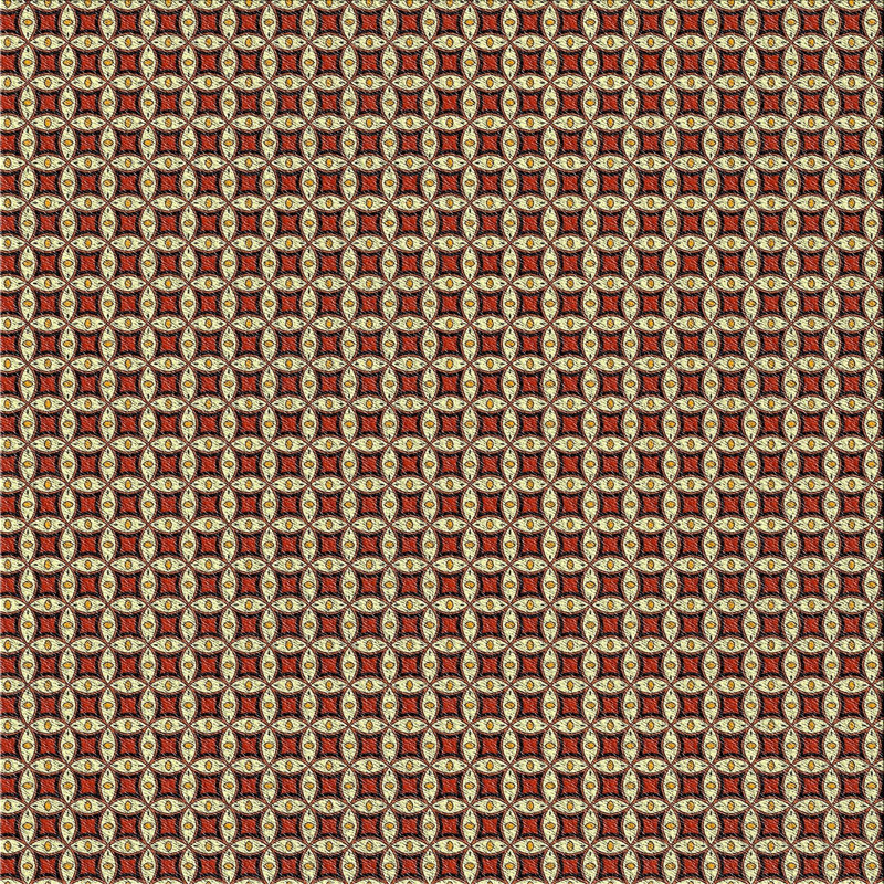 Tapis brun à motif géométrique, Carré 7 pi