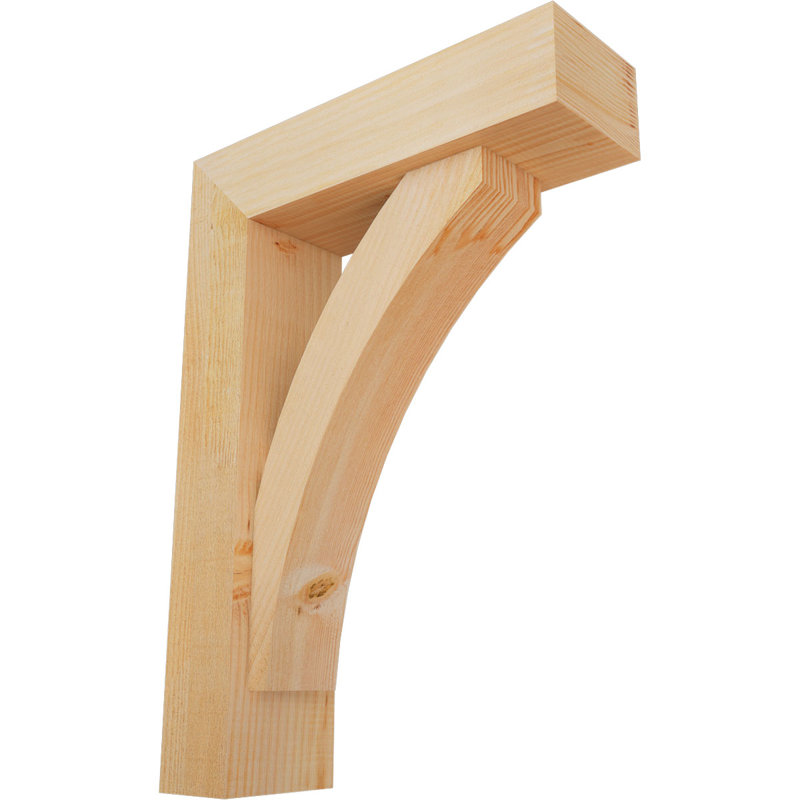 Thorton Block Bracket with Offset Brace, 28 x 20, 6"W Douglas Fir (Rough Sawn)