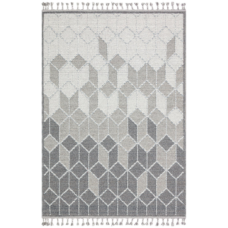 Tapis géométrique rectangulaire en polyester tissé à la machine 6 pi 7 po x 9 pi 6 po Falmouth