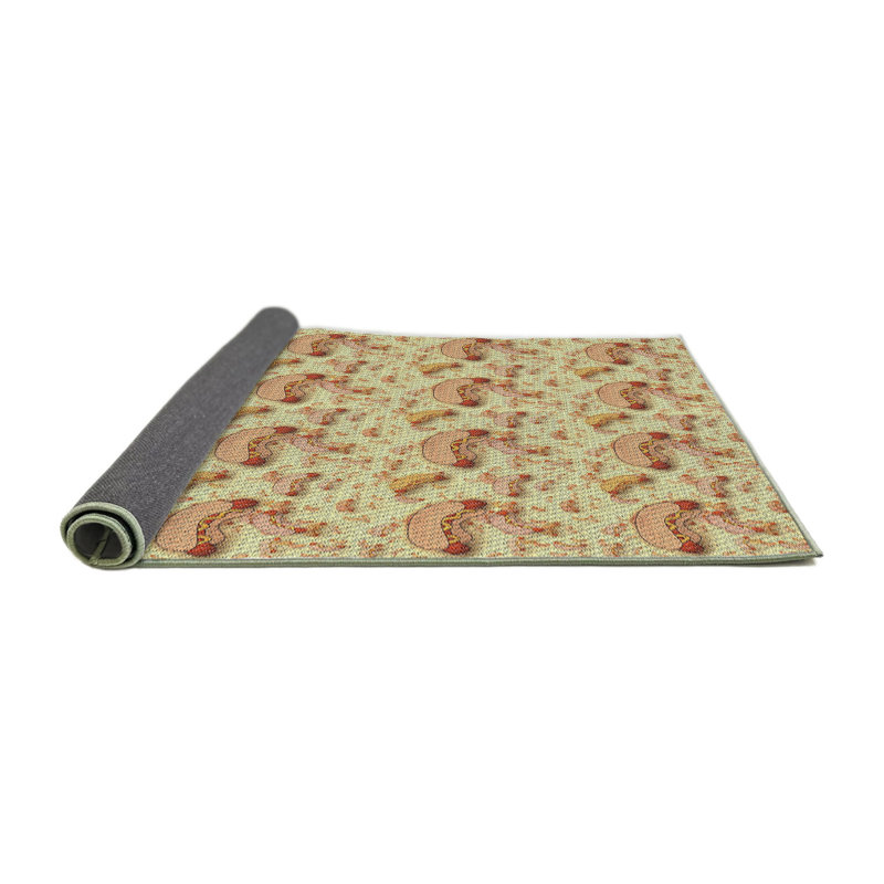 Tapis vert/jaune tissé à la machine, Rond 6 pi