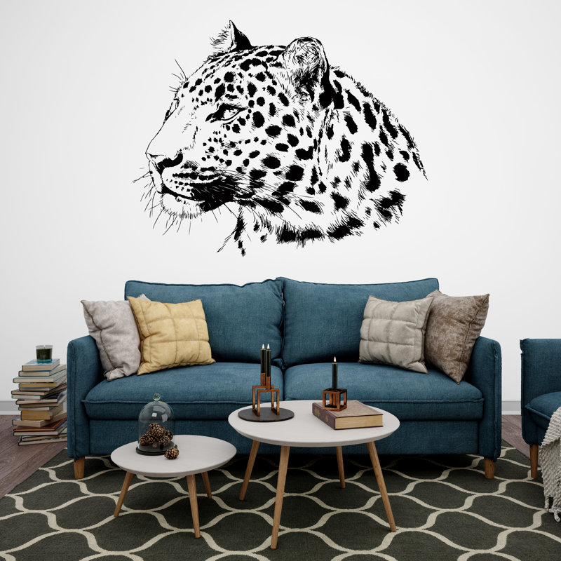 Autocollants muraux léopard, autocollant mural léopard, art mural guépard, animaux vinyle adhésif chat sauvage vinyle autocollant décor pépinière animaux sauvages 243LU