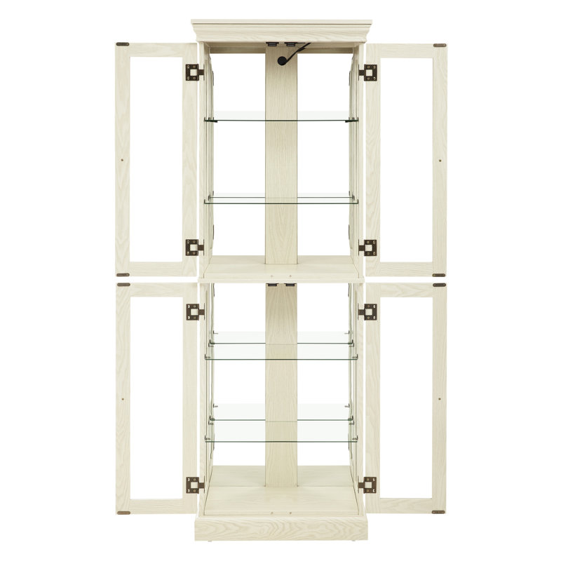 Meuble blanc antique avec de nombreux espaces de rangement et un éclairage intégré, cave à vin vitrée éclairée, rangement personnalisable.