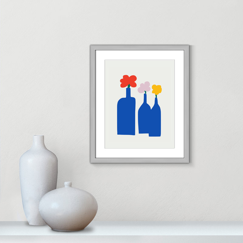 «Bold Blooms Trio Print» par Dean, Argent mat, L 16 po x H 19 po, Matted Print