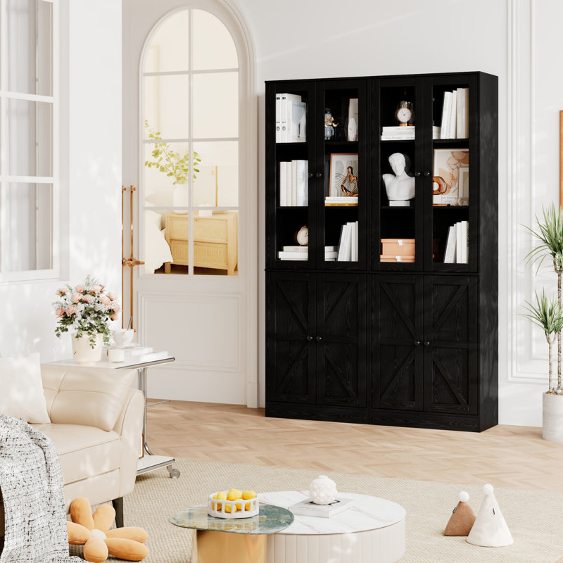 70.9'' H Book Cabinet Storage Bookcase Set, Black
