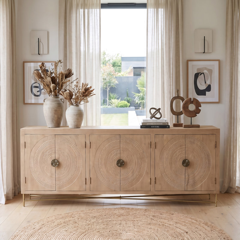 Buffet en bois massif 95 po Aarohi, Naturel