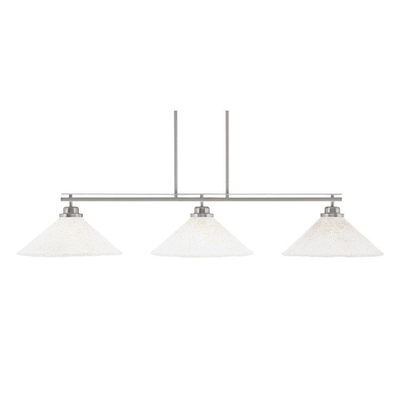Odyssey 3 Light Bar Round Fitter Shown In Brushed Nickel Finish With 16" Gold Ice Glass
