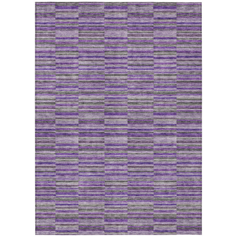 Tapis extérieur lavable rayé mauve et lavande 10 pi x 14 pi