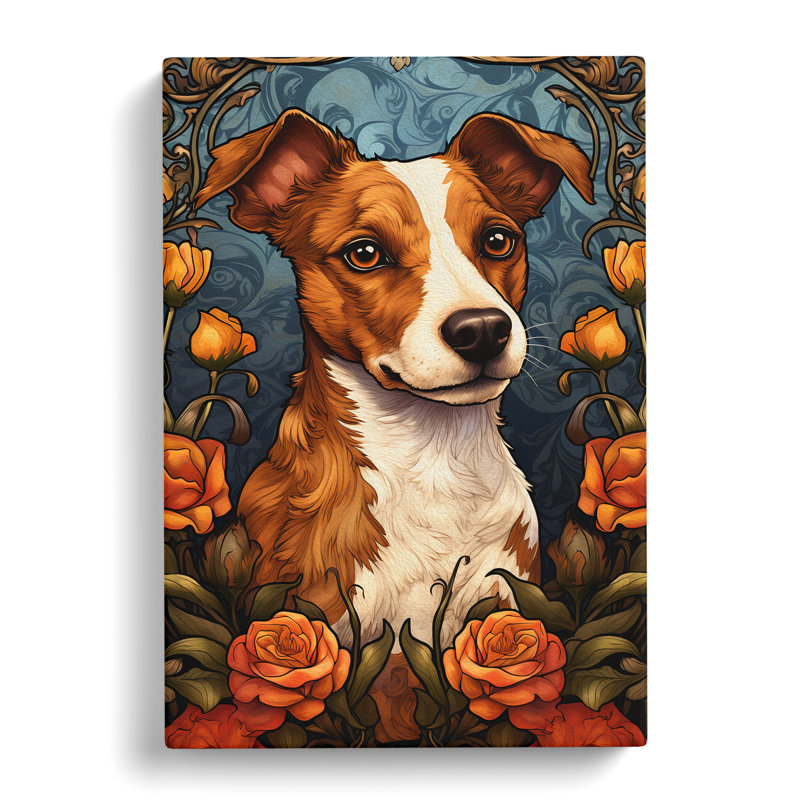 Jack Russell Nouveau - Wrapped Canvas, 76cm H x 50cm W x 3cm D