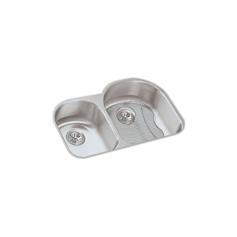 Lustertone 31.25" L x 20" W Double Basin Undermount Kitchen Sink, Left