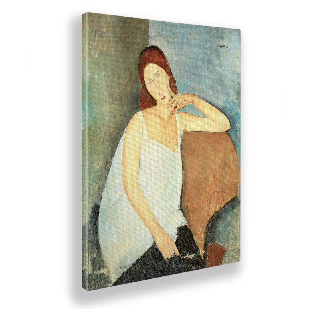 Wandbild Jeanne Hebuterne in Armchair von Amedeo Modigliani