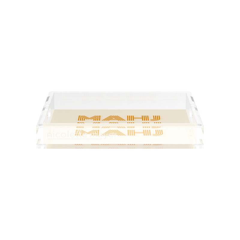 Mahjong Abstract Decorative Tray, 12"W x 12"D x 2"H, Orange, Square