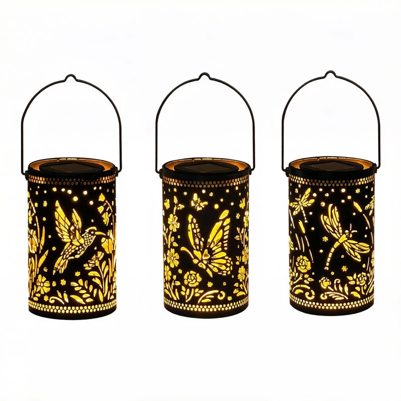  Lanternes d'ombre Whisperlight, lot de 3, lanternes de jardin suspendues solaires, lumières décoratives d'extérieur imperméables