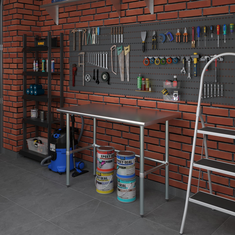 Table de travail en acier inoxydable, H 35 po x L 48 po x L 24 po