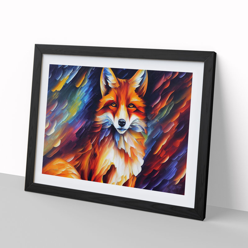 Fox Vol.2 - Single Picture Frame Painting, Black, 46cm H x 64cm W x 2cm D