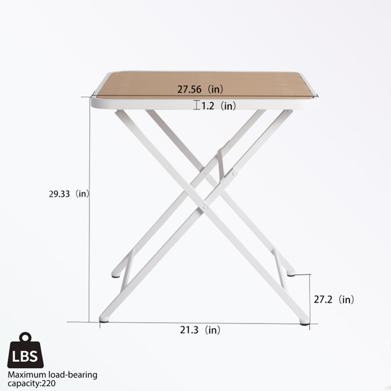 Table pliante carrée avec pieds en métal