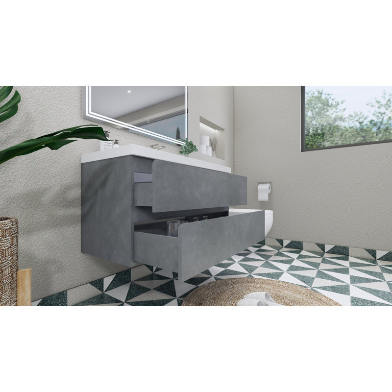 Ensemble de meuble-lavabo simple 41,75 po Curly, Gris ciment
