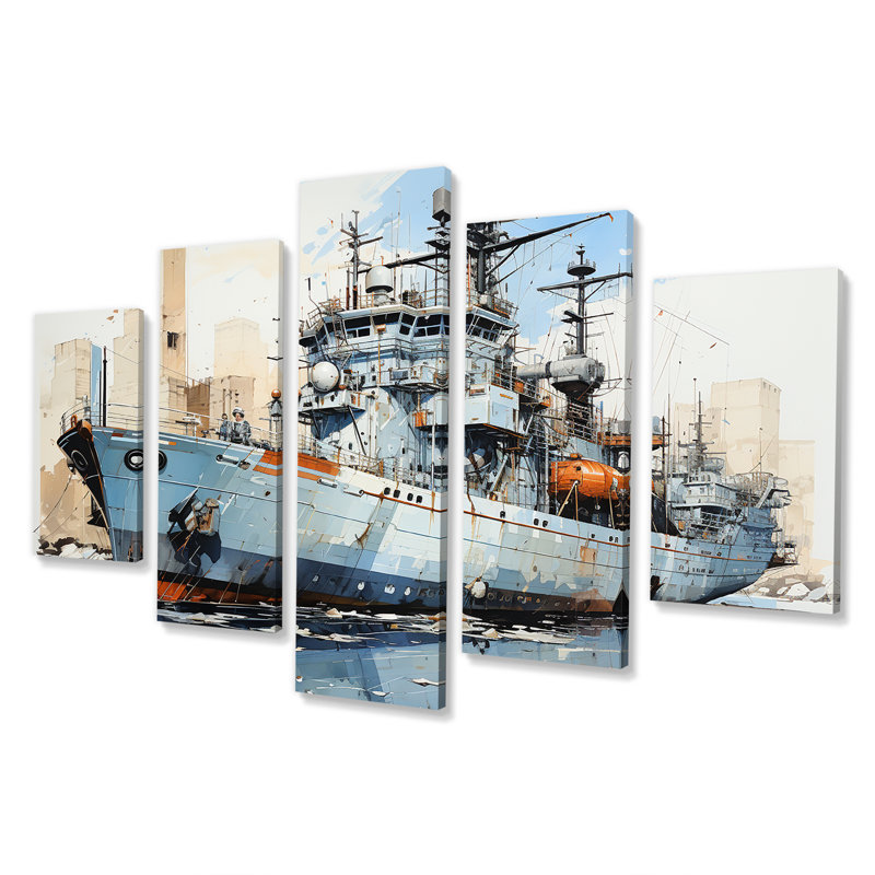 Marine armée, bateau, frégate III - ensemble d'art mural multi-panneaux militaire