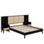 Structure de lit grand en bois massif avec 2 tables de chevet-106754923