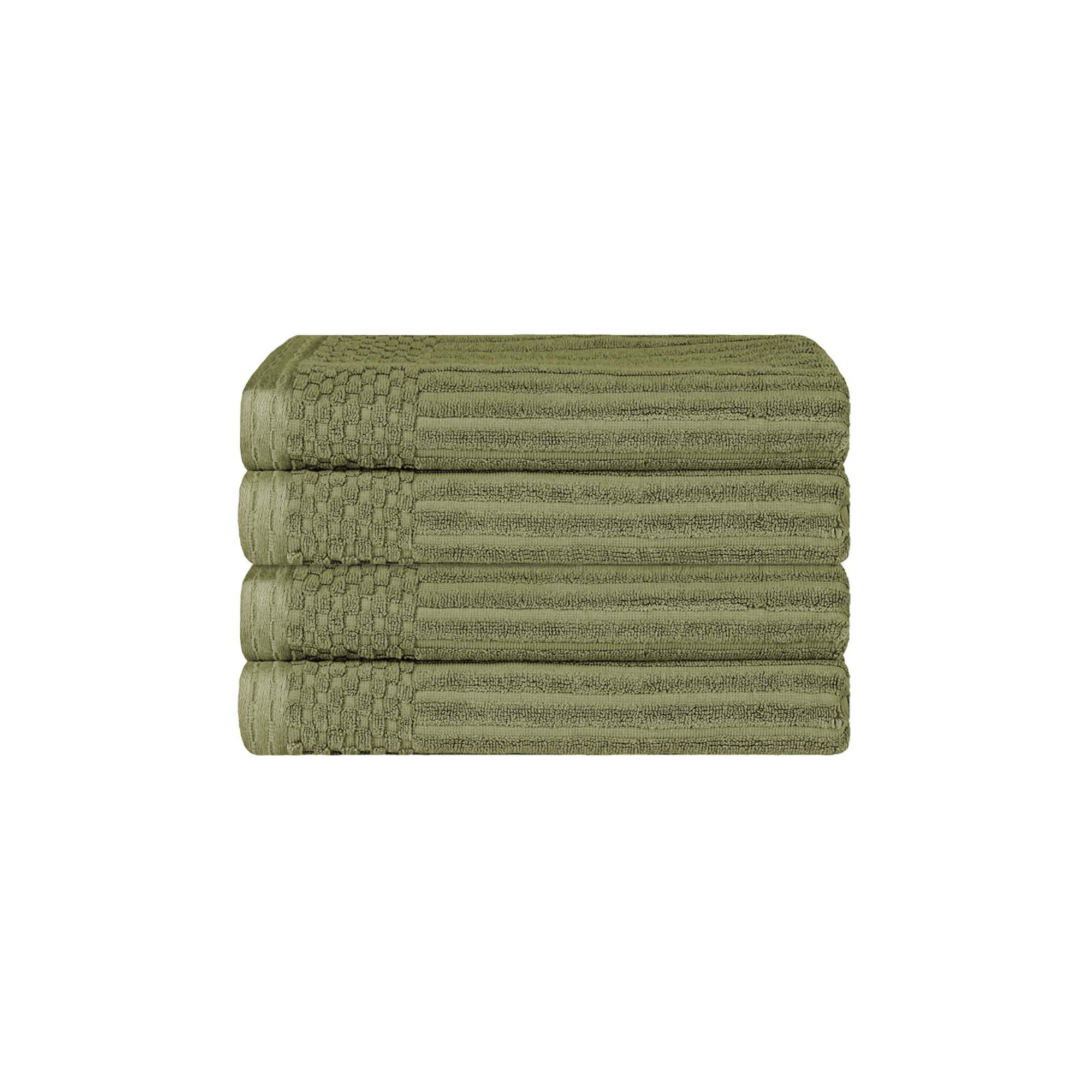 Ribbed Cotton Absorbent Heavyweight Bath Towel, Sage