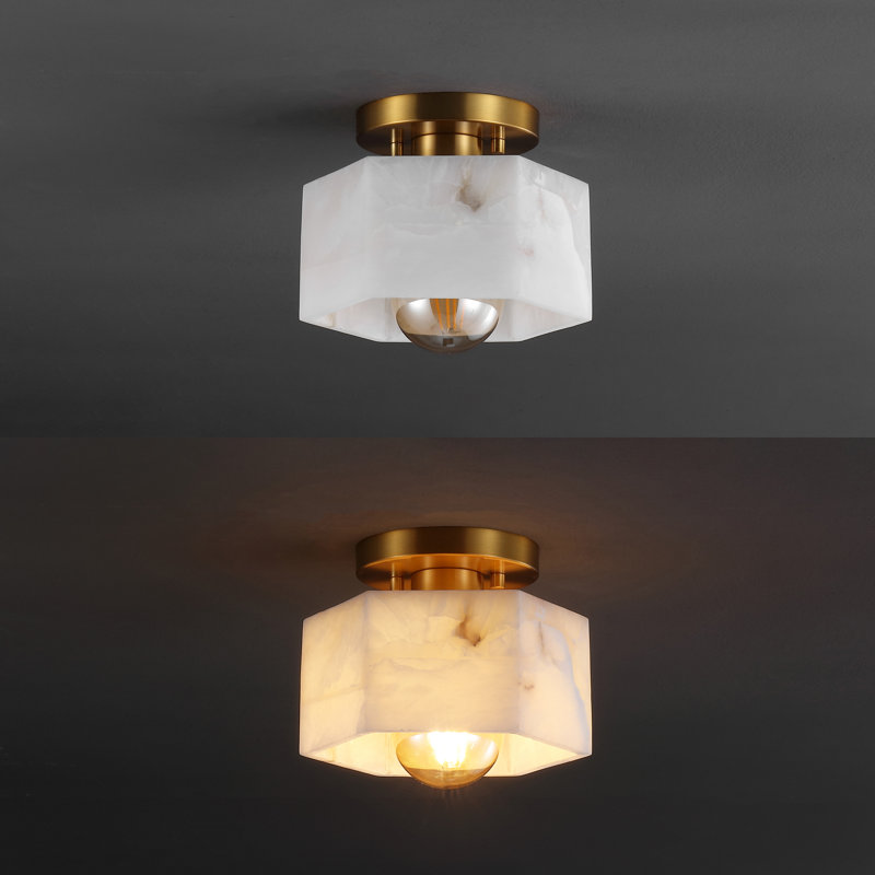 Martell Alabaster Semi Flush Mount, Gold