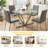 45.3" Round Tempered Glass Dining Table with Radial Metal Base, Silver-215383320