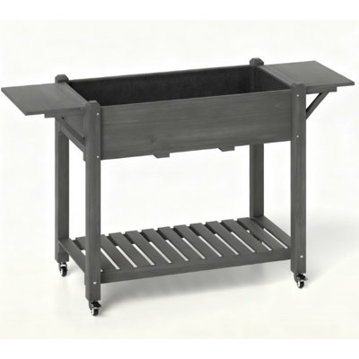 Multifunctional Wood Planters With Storage And Mobility For Home Gardens