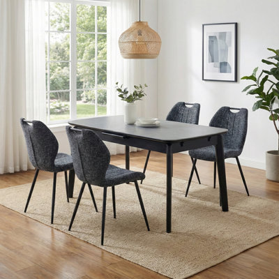 Valinda 47cm H Polyester Blend Upholstered Metal Full Back Side Chair in Grey