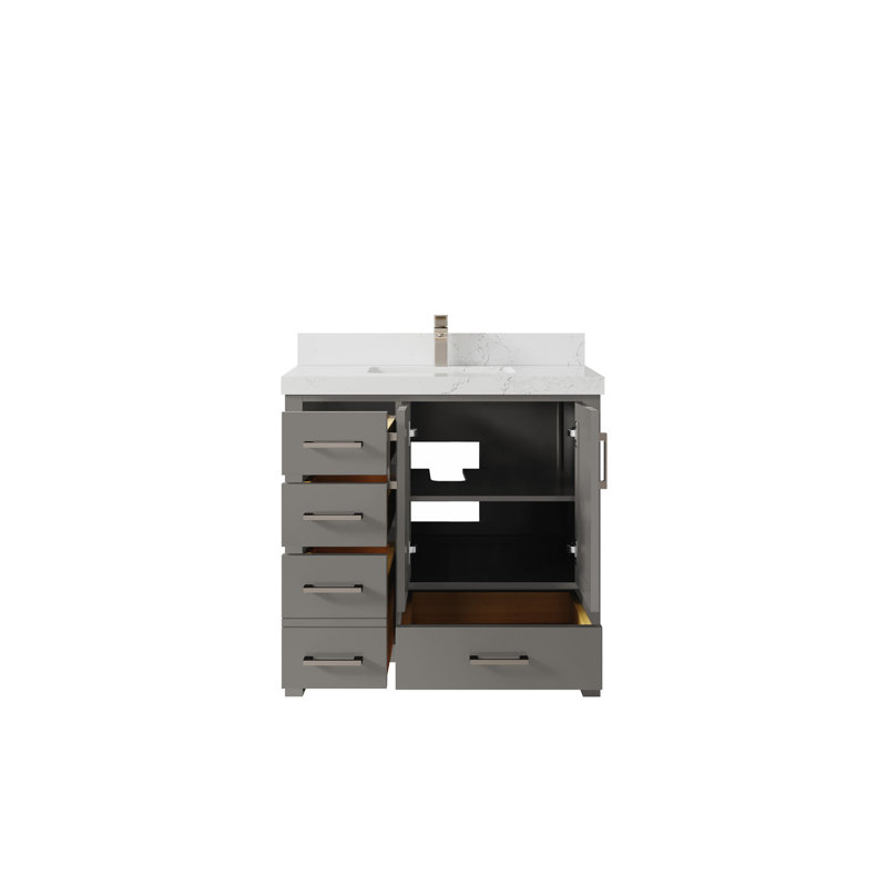 Ensemble de meuble-lavabo simple 36 po Malibu, Empira blanc quartz