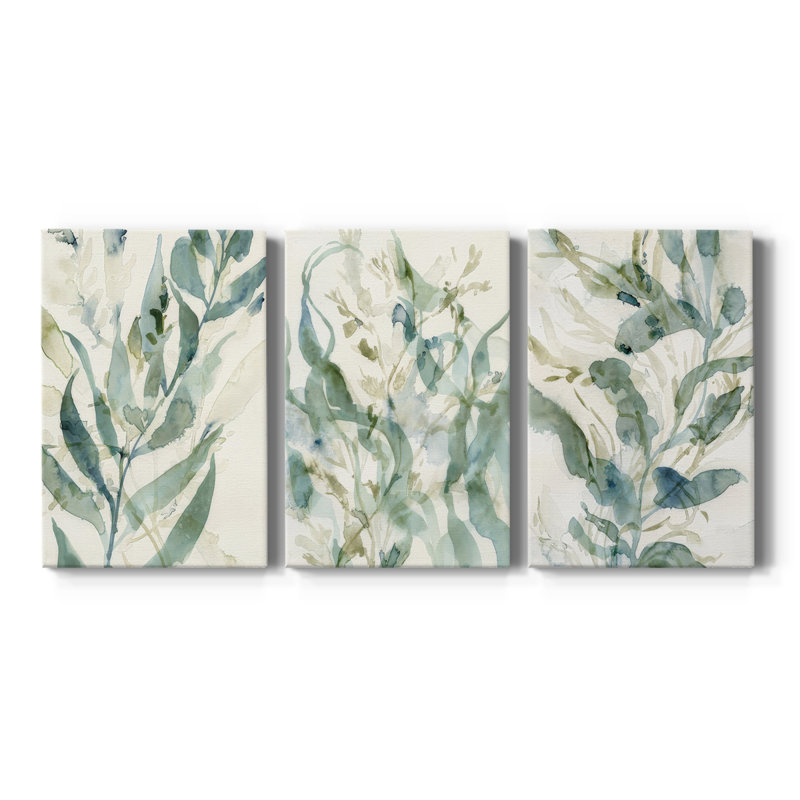 Underwater Botany I - Toile tendue avec châssis sur mesure - 3 pièces, H 36 po x l 72 po