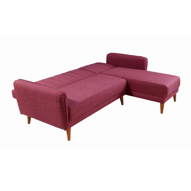Canapé-lit et chaise longue en lin 88,58 po Oehler, Lin rouge bordeaux, Orienté à droite