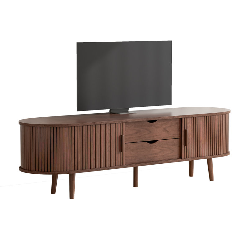 Meuble télé avec tiroirs et tablettes de rangement Chaddy. Meuble audio-vidéo en bois pour salon et chambre à coucher, console multimédia et meuble télé moderne