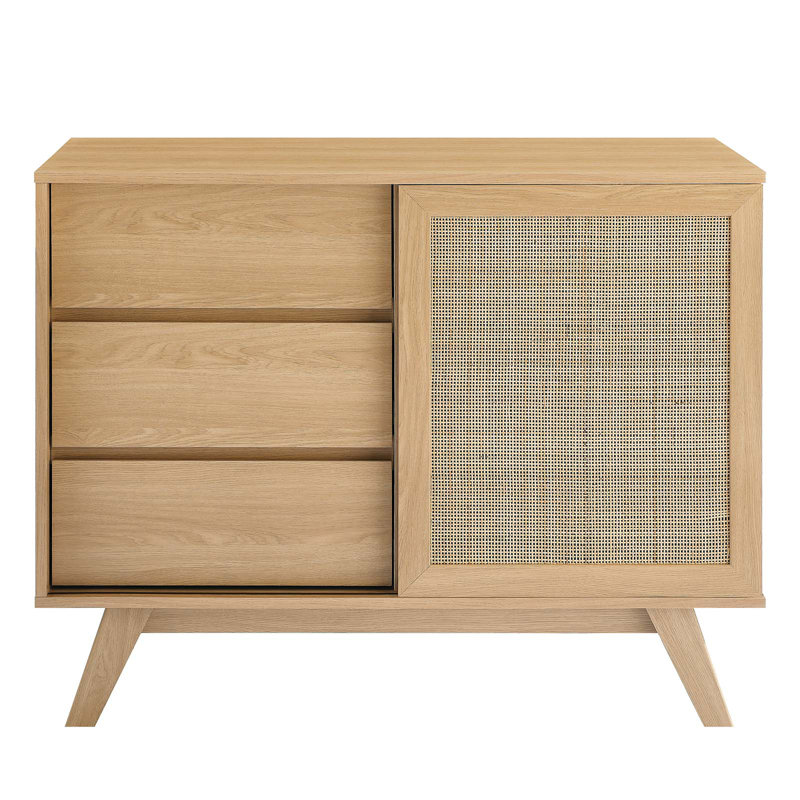 Soma 40" Oak Rattan Weave Accent Cabinet