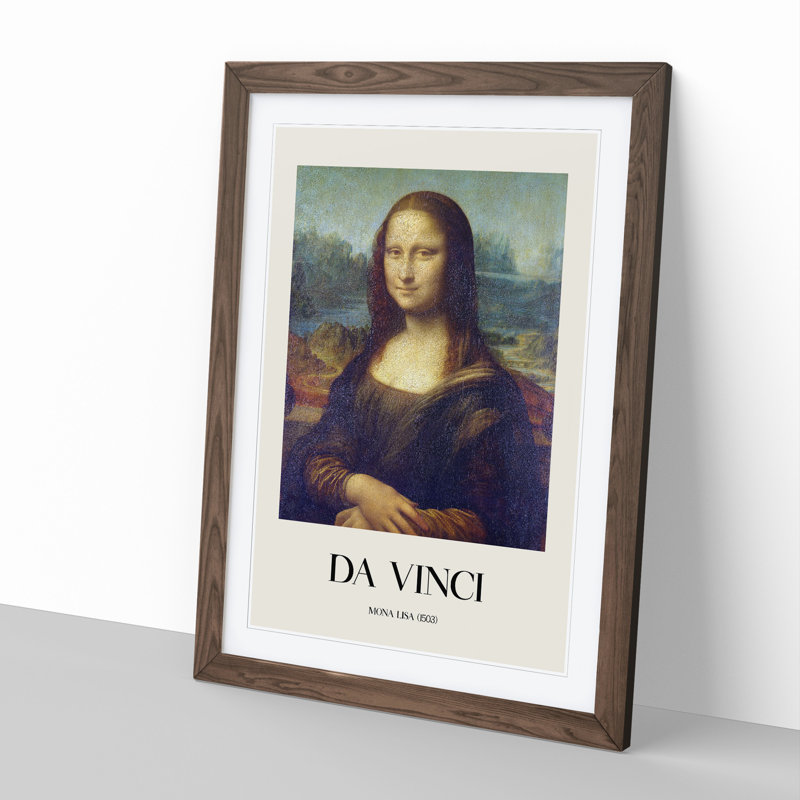 The Mona Lisa by Leonardo Da Vinci - Picture Frame Painting, 65cm H x 48cm W x 2cm D, Walnut Framed