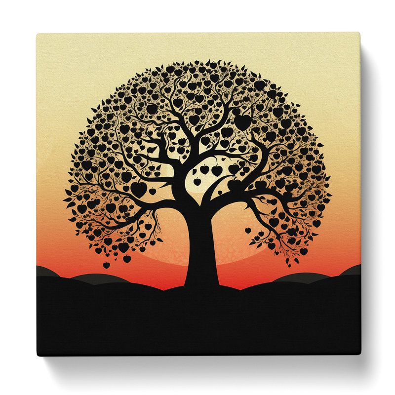 Apple Tree Silhouette - No Frame Print, 35cm H x 35cm W x 3cm D