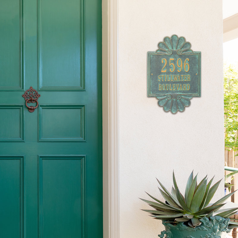 Signature Series 3-Line Wall Address Plaque, Verdigris, Bronze, Yes