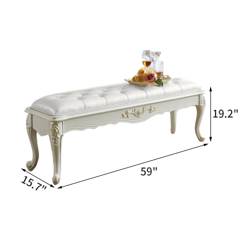 Banc rembourré en similicuir Janci, Blanc