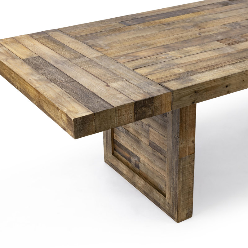 Omni Reclaimed Pine Wood Dining Table Set, 7 Pieces: Table, 6 Chairs