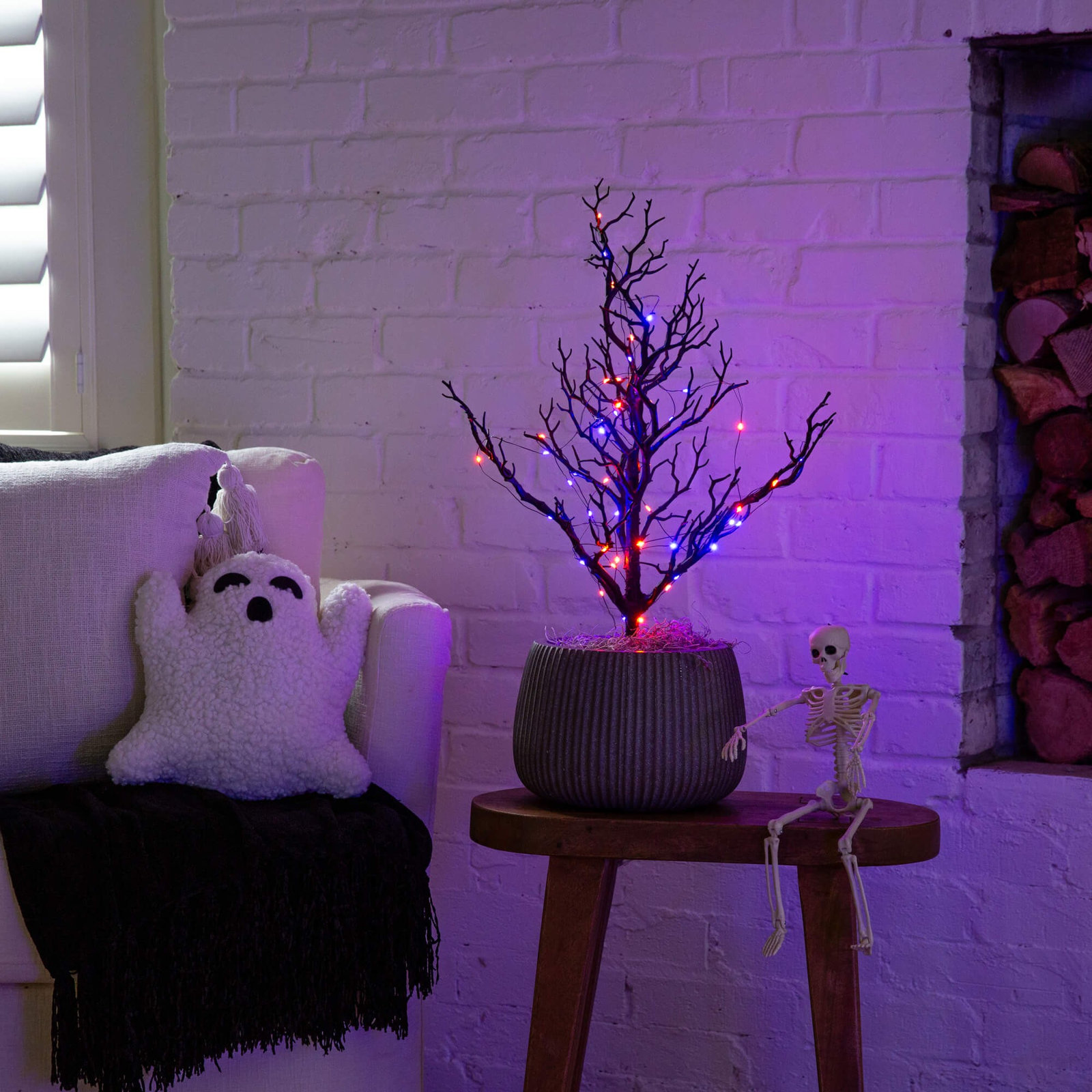 5' Pre-Lit Halloween Spooky Twig Tree, 24" H x 10" W x 10" D