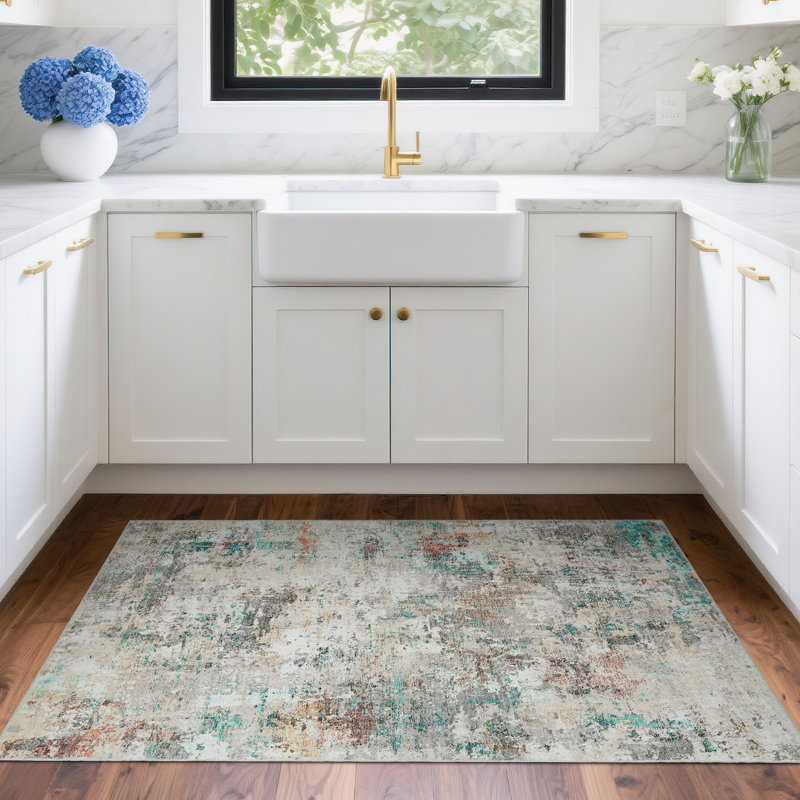 Rectangle Abstract Area Rug, Green 1, Rectangle 120 x 170 cm
