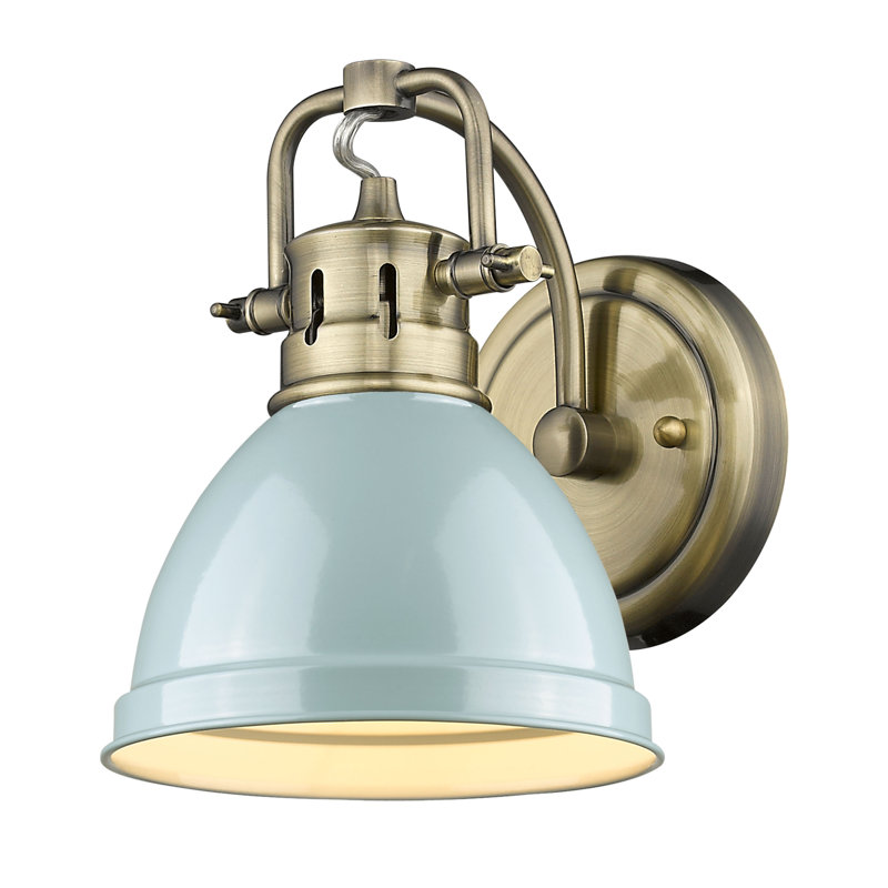 Dimmable Vanity Light, Aged Brass, Seafoam