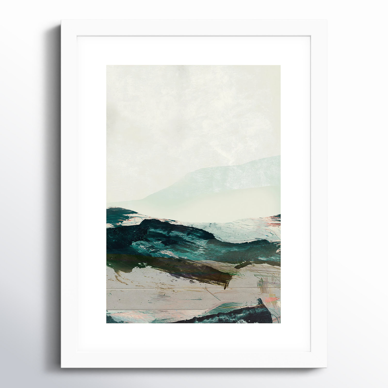 Cleve "Mountains No. 2" Print, White Framed, 17" H x 13" W