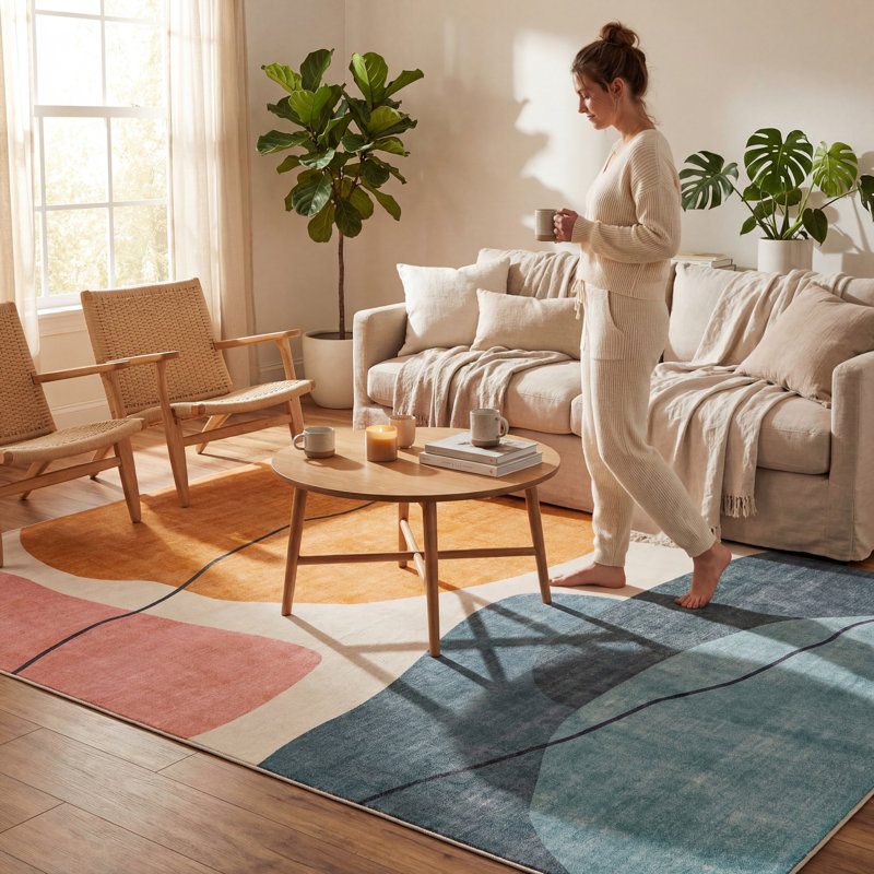  Tapis abstrait lavable Novessa, Rectangle 6 pi x 9 pi