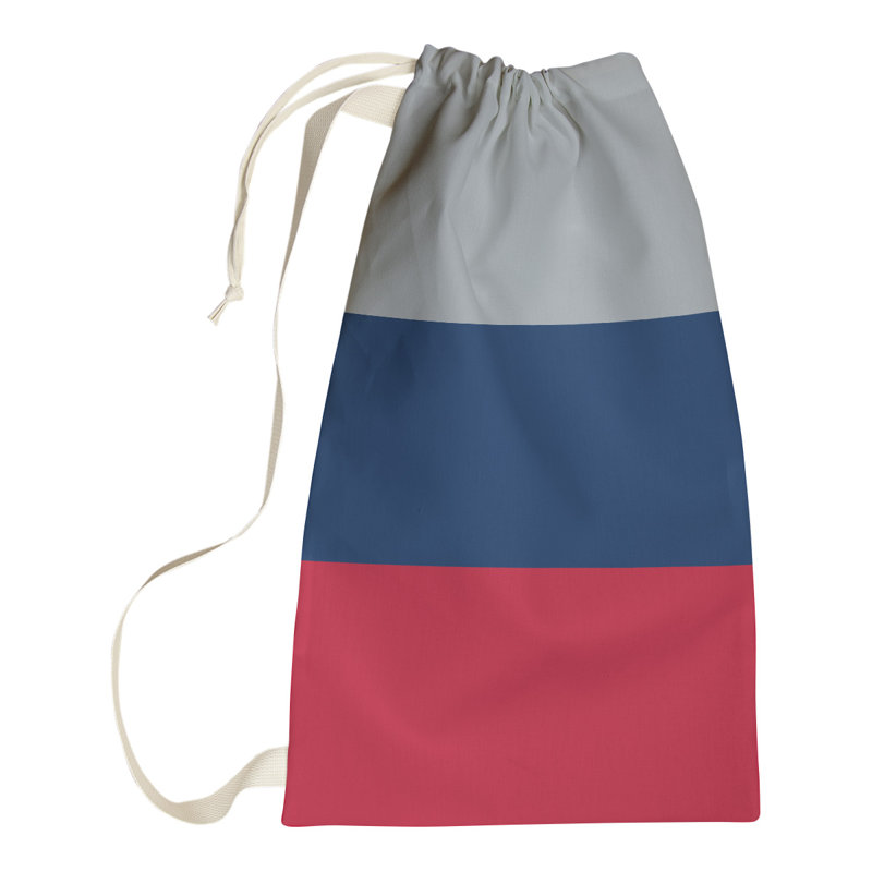 Fabric Laundry Bag with Handles, 36" H x 28" W x 1.5" D, Flat Silver/Blue/Red