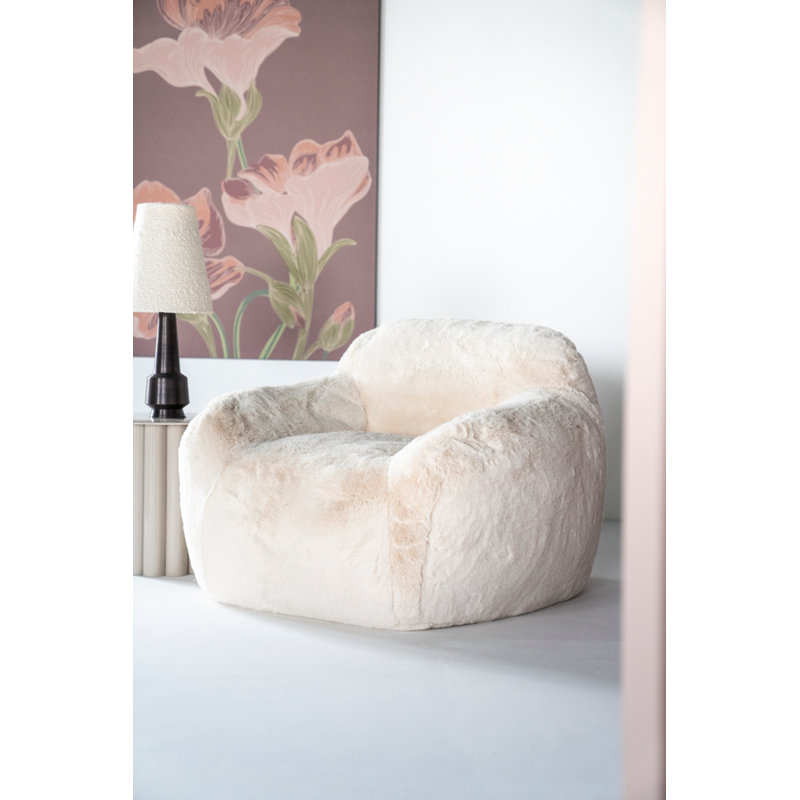 Lounge Chair, Beige Polyester