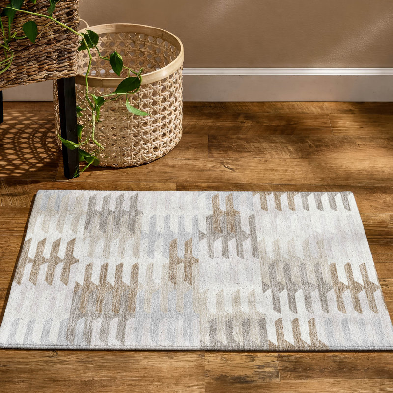 Premium Machine Washable Mayfield AMF2328 Geometric Rug, 1'8" x 2'6", Ivory