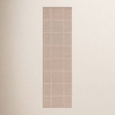 Beige Hand-Tufted Geometric Wool Rug