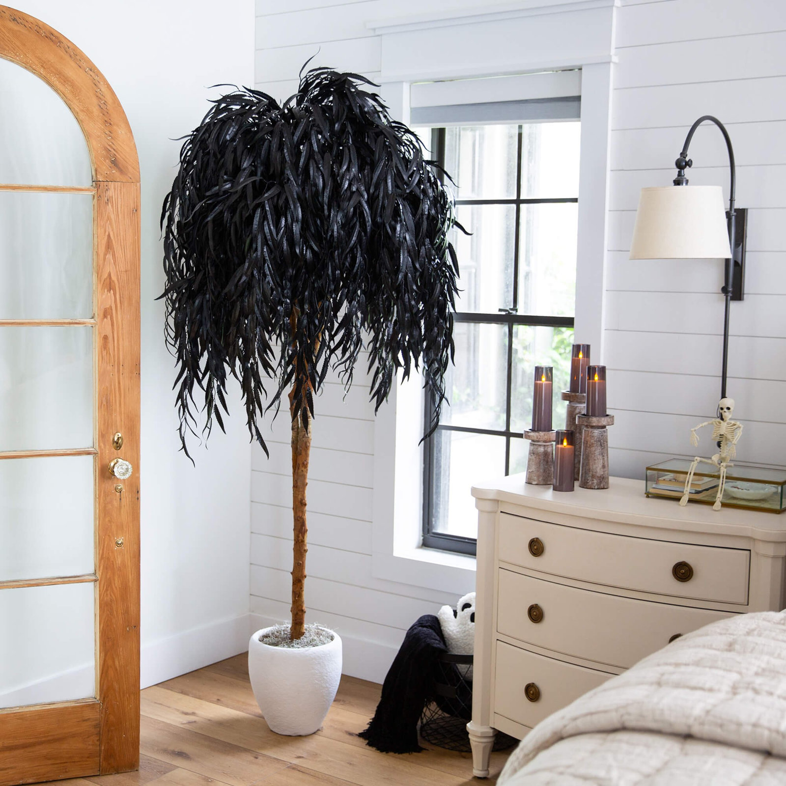 Artificial Halloween Black Willow Tree, 72" H x 38" W x 38" D