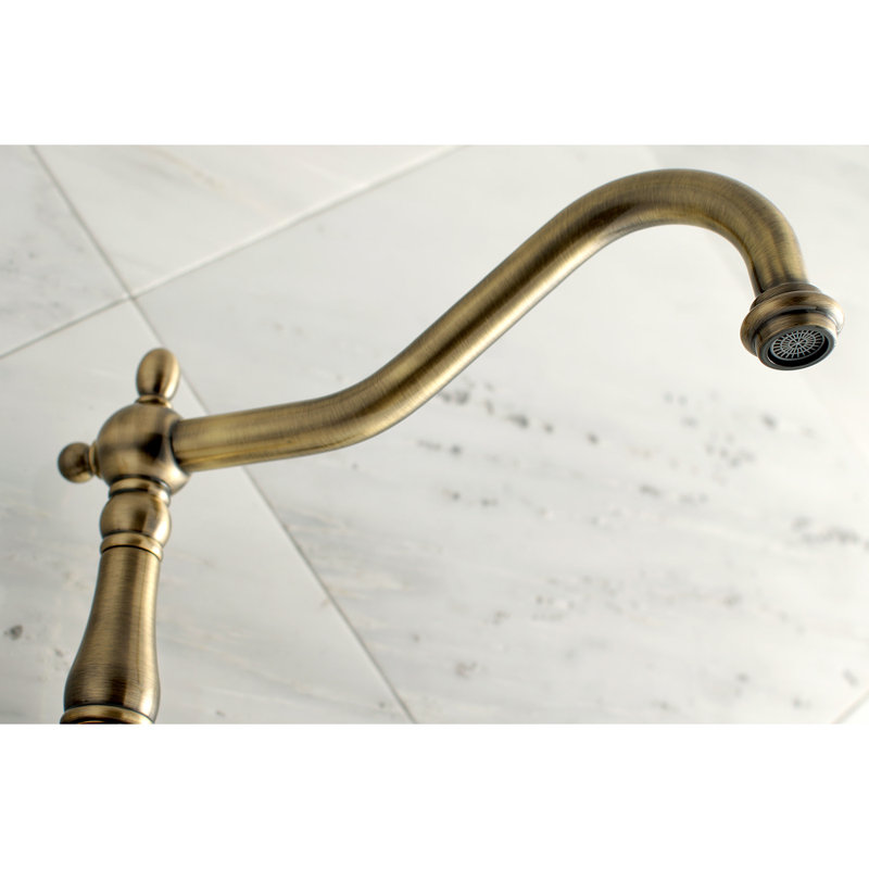 Kingston Brass Heritage Two-Handle 3-Hole Wall Mount Roman Tub Faucet, Vintage Brass