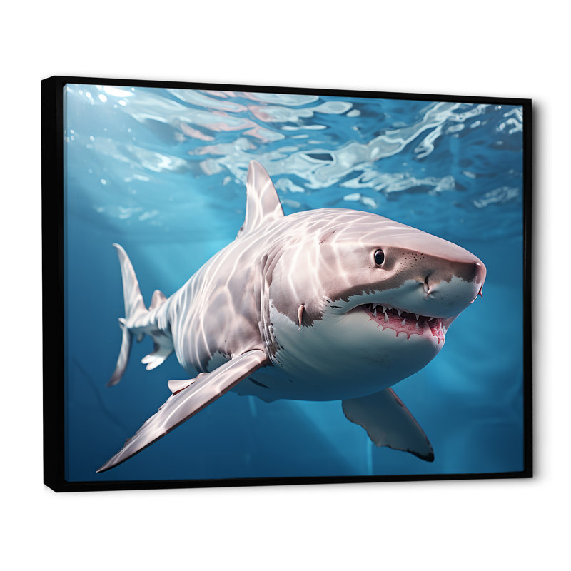 Océan, requin fantôme bleu, photographie sur toile, Cadre flottant noir, H 16 po x l 32 po x P 1 po